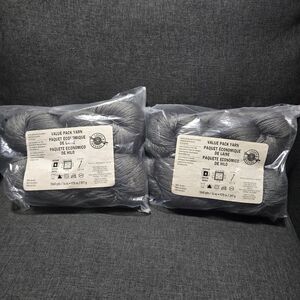 Lot Of 2 LOOPS & THREADS VALUE PACK YARN - GRAY - 14 OZ. - 2 SKEINS/Hanks - NEW